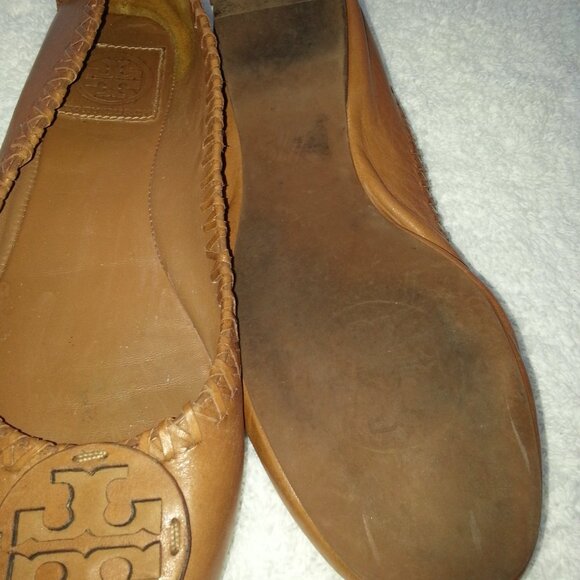 Brown Leather Tory Burch Ballet Flats Well Worn - Picture 9 of 9